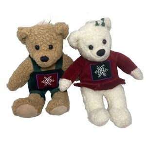 Hallmark Magnetic Kissing Christmas Bears Plush Toys 8 inch With Paper Hang Tags